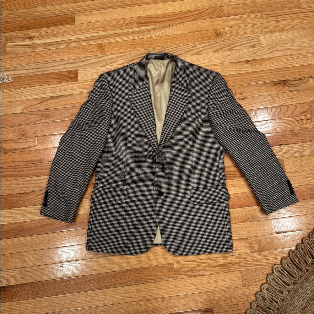 Oscar de la Renta Black and Cream Houndstooth Blazer w/Maroon &Blue